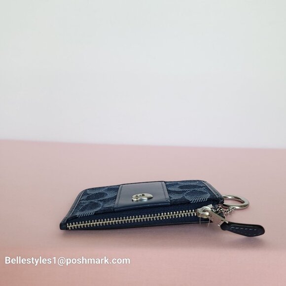 COACH Mini Skinny ID Card Case in Denim Signature- Deep Blue multi color⭐ - Picture 13 of 16